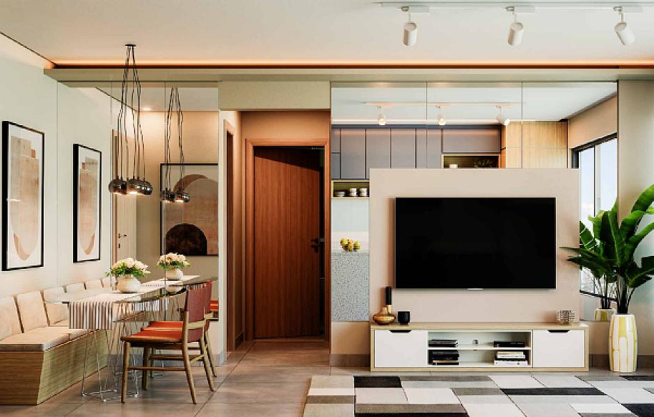 Living do Residencial Art Haus no vila-rosa, goiania
