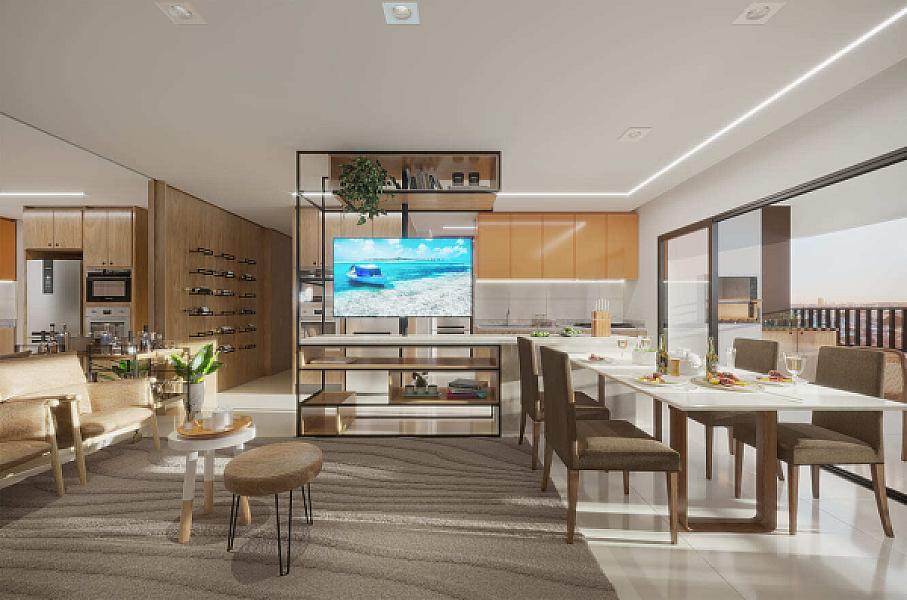 Living do Blume Apartments no serrinha, goiania