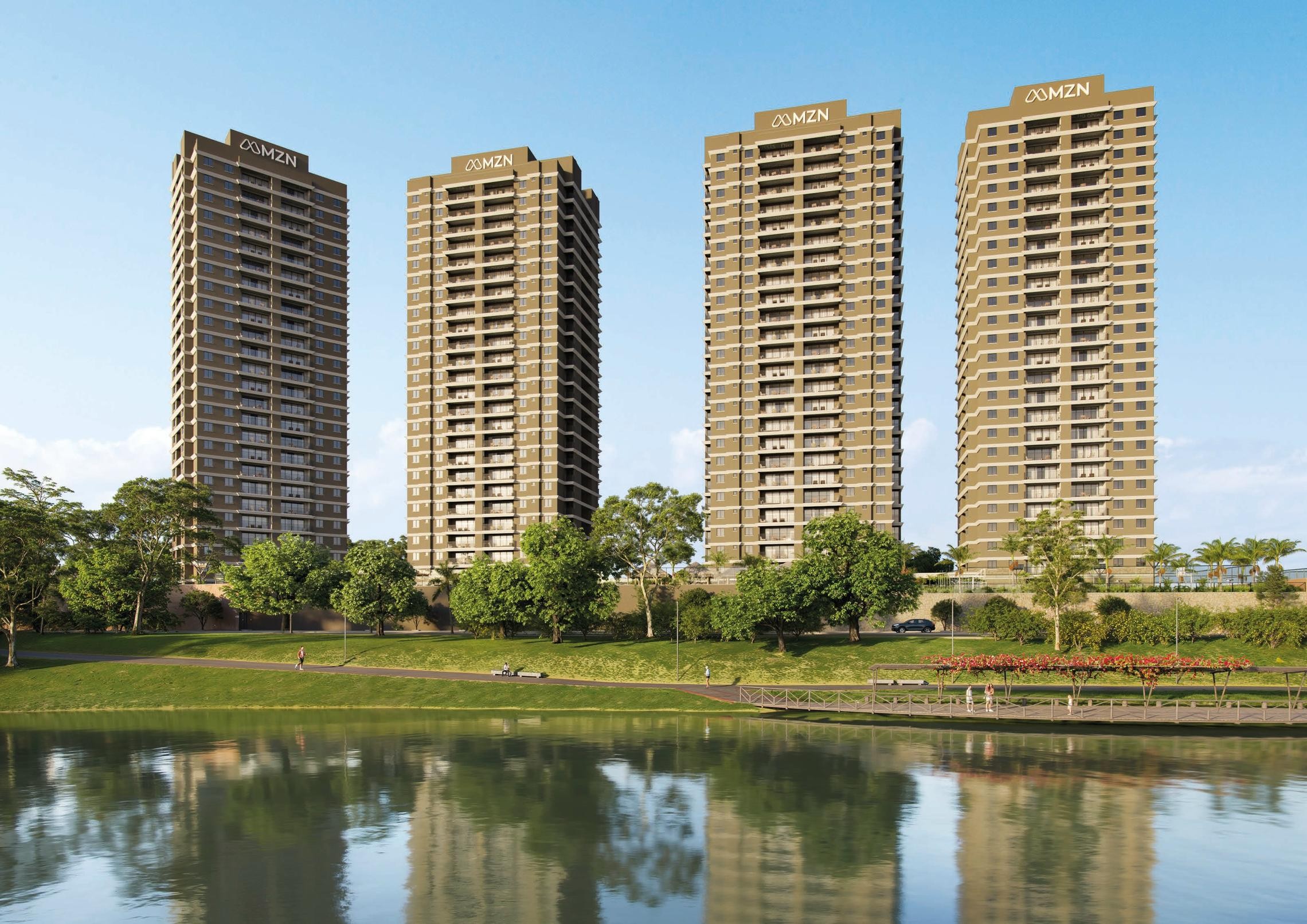 Fachada do Paradizzo by MZN - Fase 1 no Jardim Atlântico, goiania