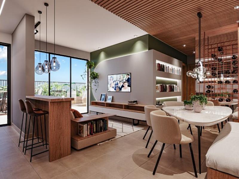 Living do Urban Garden Residence no setor-bueno, goiania