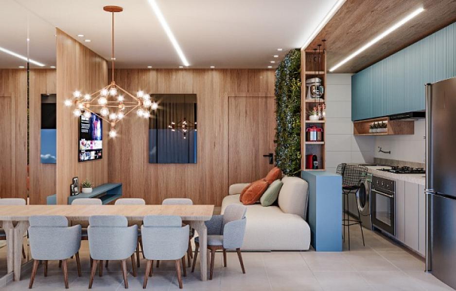 Living do Urban Garden Residence no setor-bueno, goiania