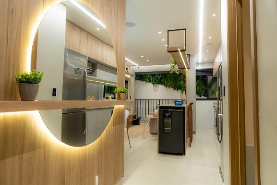 Living do Urban Garden Residence no setor-bueno, goiania