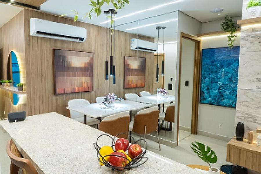 Living do Urban Garden Residence no setor-bueno, goiania