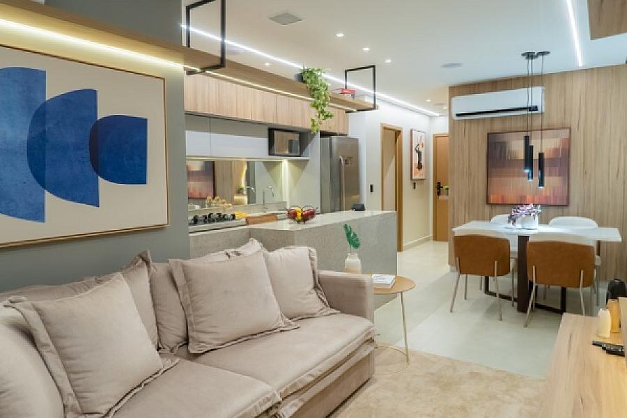 Living do Urban Garden Residence no setor-bueno, goiania