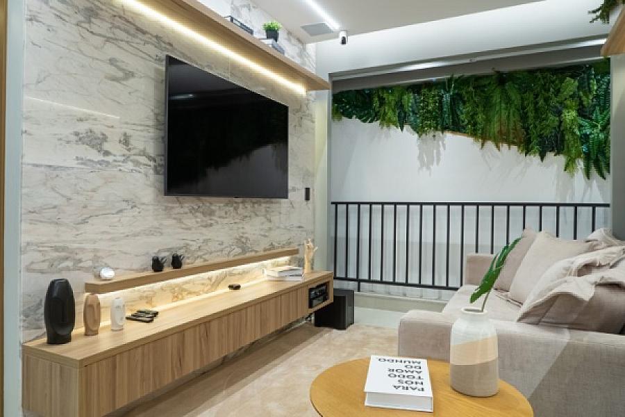 Living do Urban Garden Residence no setor-bueno, goiania