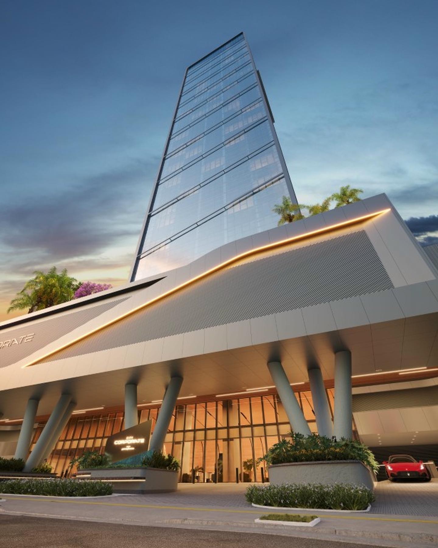 Fachada do City Corporate by Pininfarina no Setor Marista, goiania