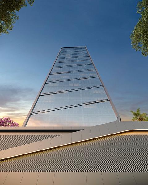 Fachada do City Corporate by Pininfarina no Setor Marista, goiania