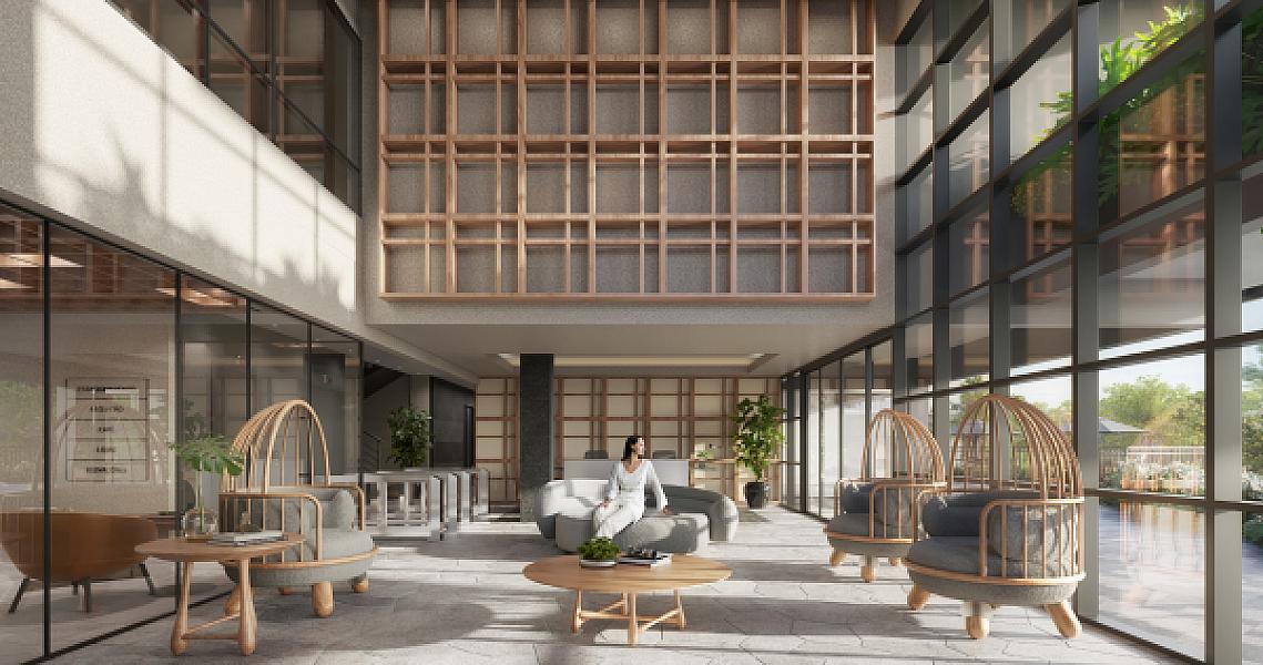 Hall do Atelier Opus no Alphaville Flamboyant Residencial Araguaia, goiania