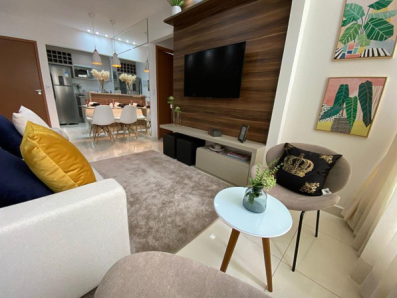 Living do Residencial Porto Ipê no vila-maria-dilce, goiania