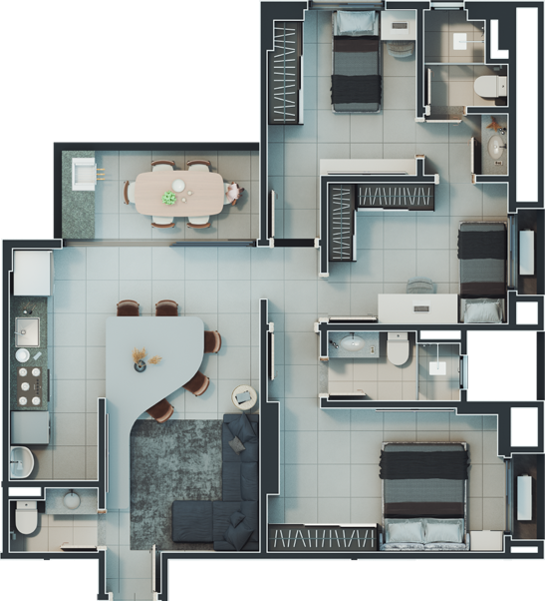 Planta 04 - 3 dorm 81 80m²
