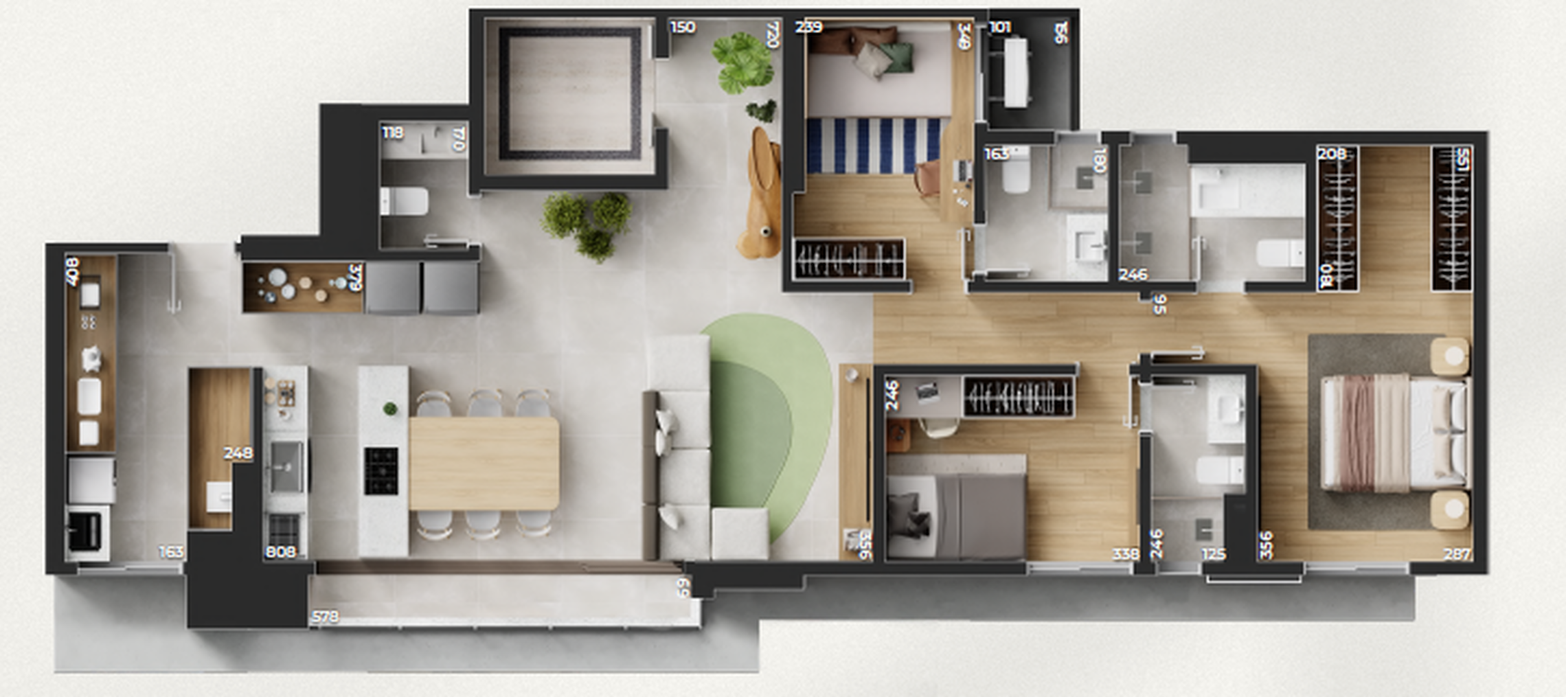 Planta 01 - 3 dorm 118m²