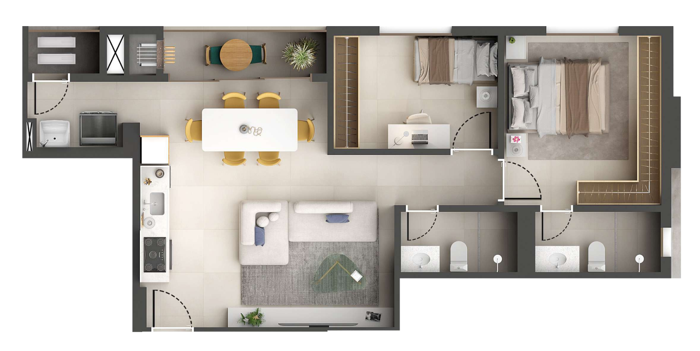Planta 01 - 2 dorm 71m²