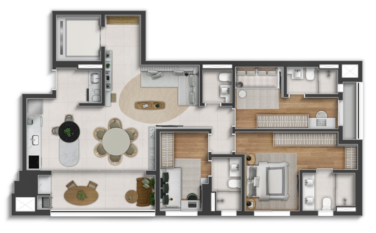 Planta 02 - 3 dorm 125m²