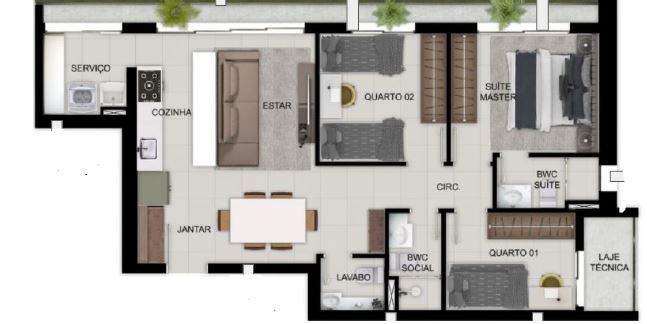 Planta 04 - 3 dorm 83m²