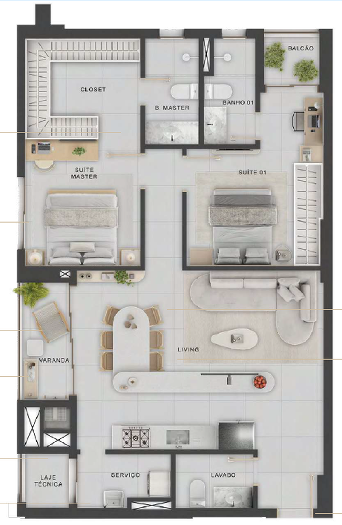 Planta 02 - 2 dorm 88m²
