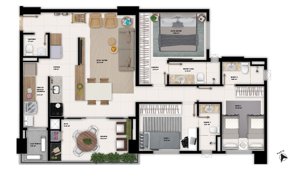 Planta 06 - 3 dorm 112m²