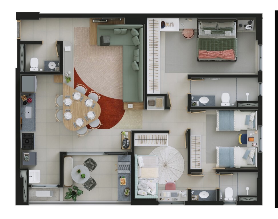 Planta 04 - 3 dorm 97m²