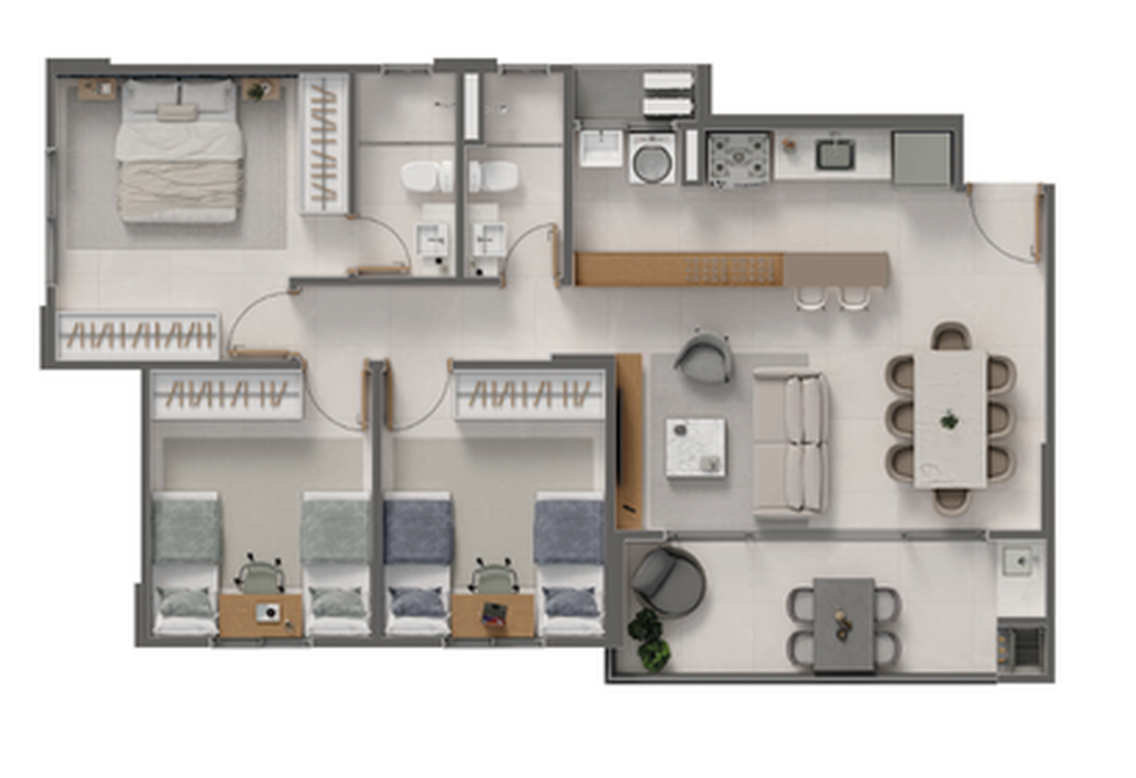 Planta 01 - 3 dorm 83m²