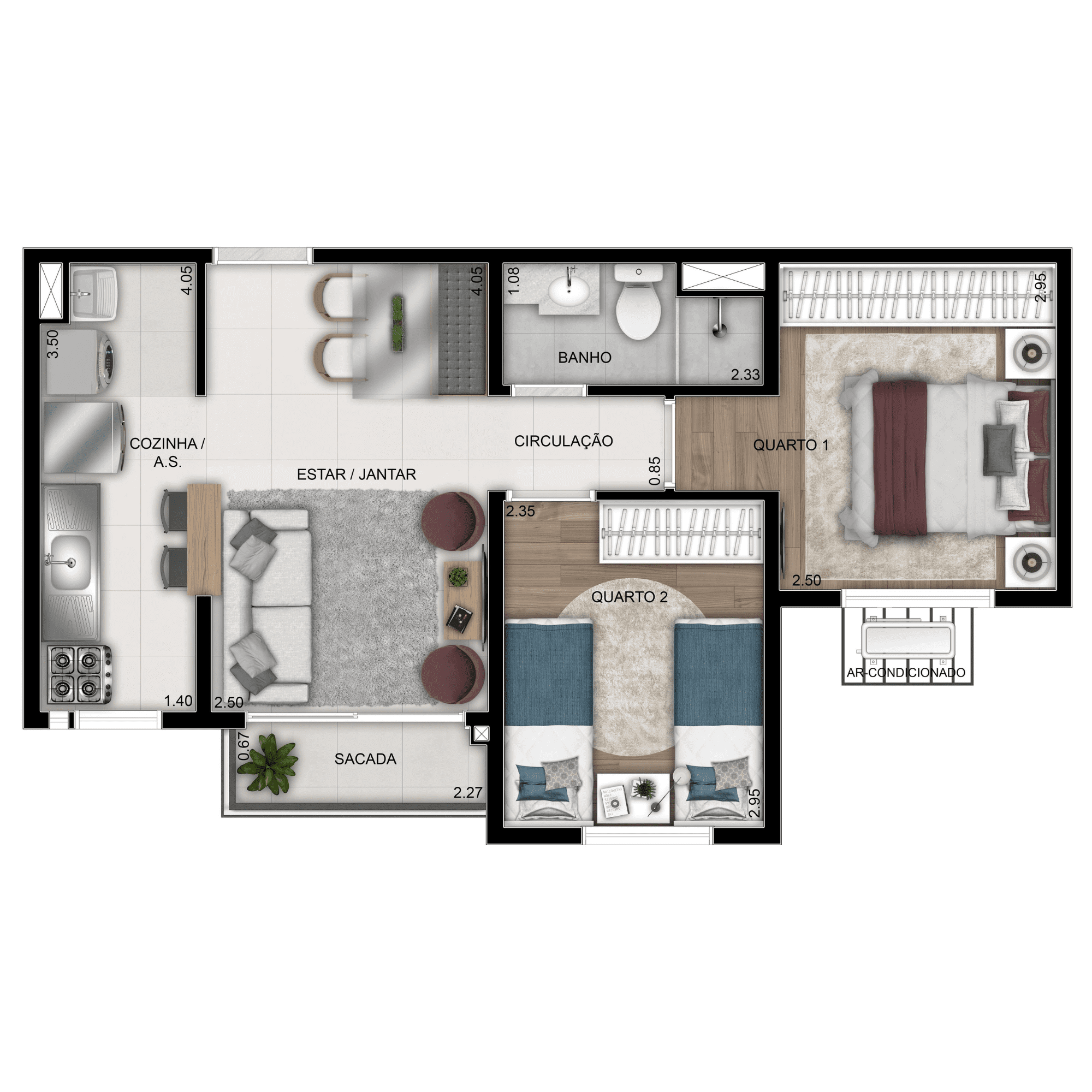 Planta 01 - 2 dorm 42m²