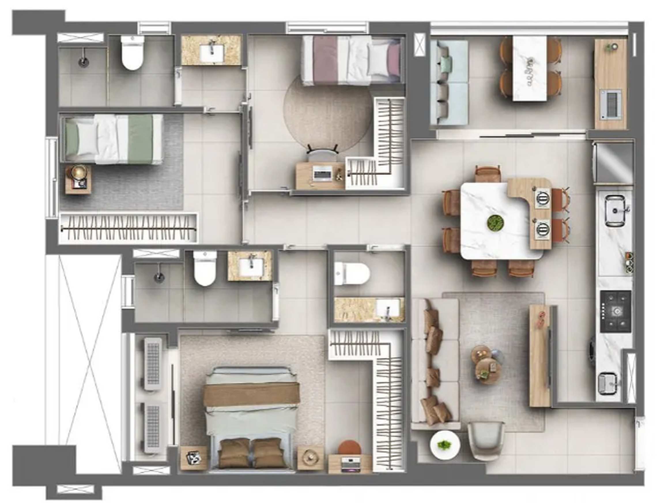 Planta 04 - 3 dorm 84m²
