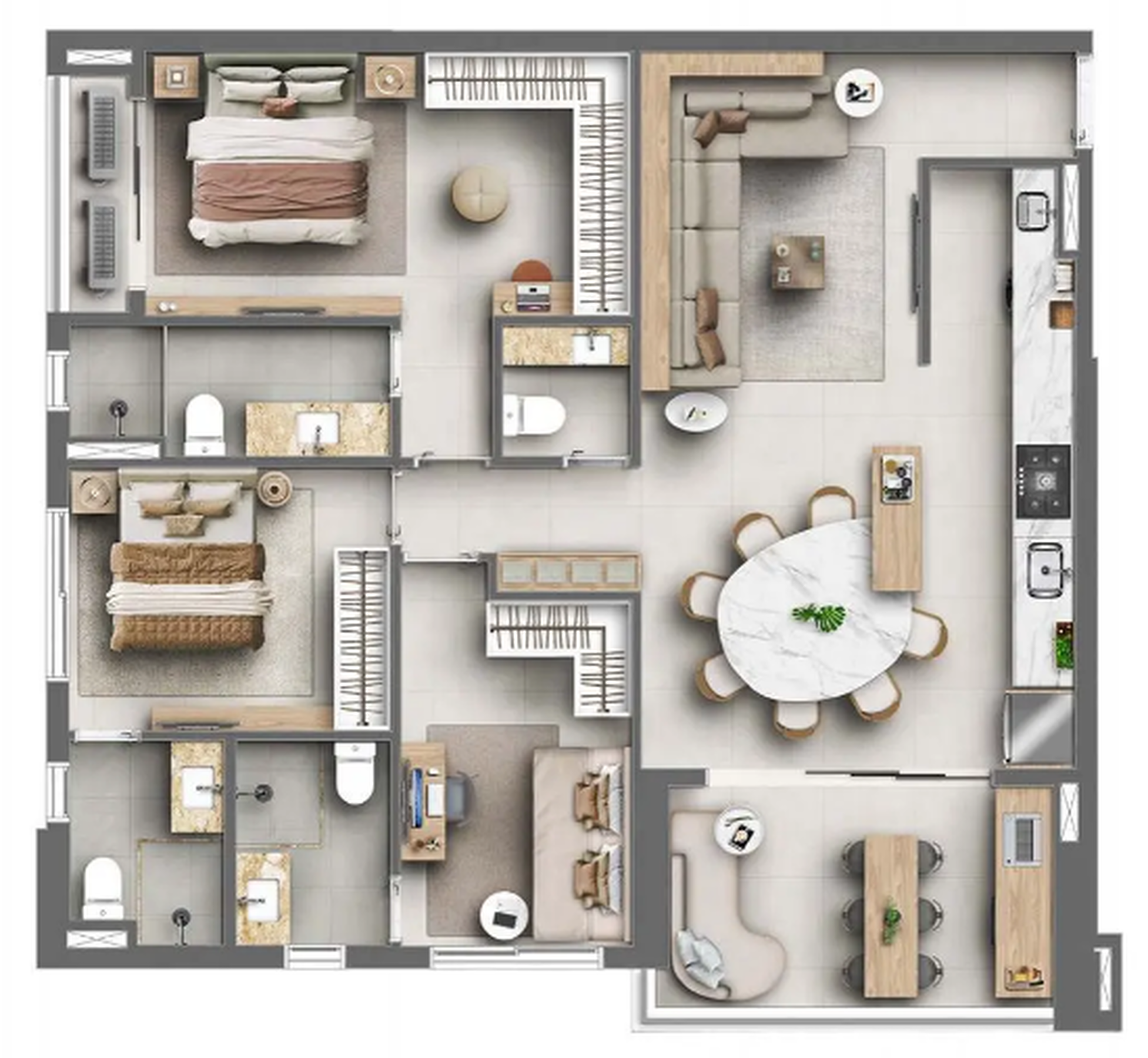 Planta 05 - 3 dorm 107m²