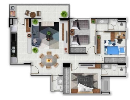 Planta 02 - 3 dorm 88m²
