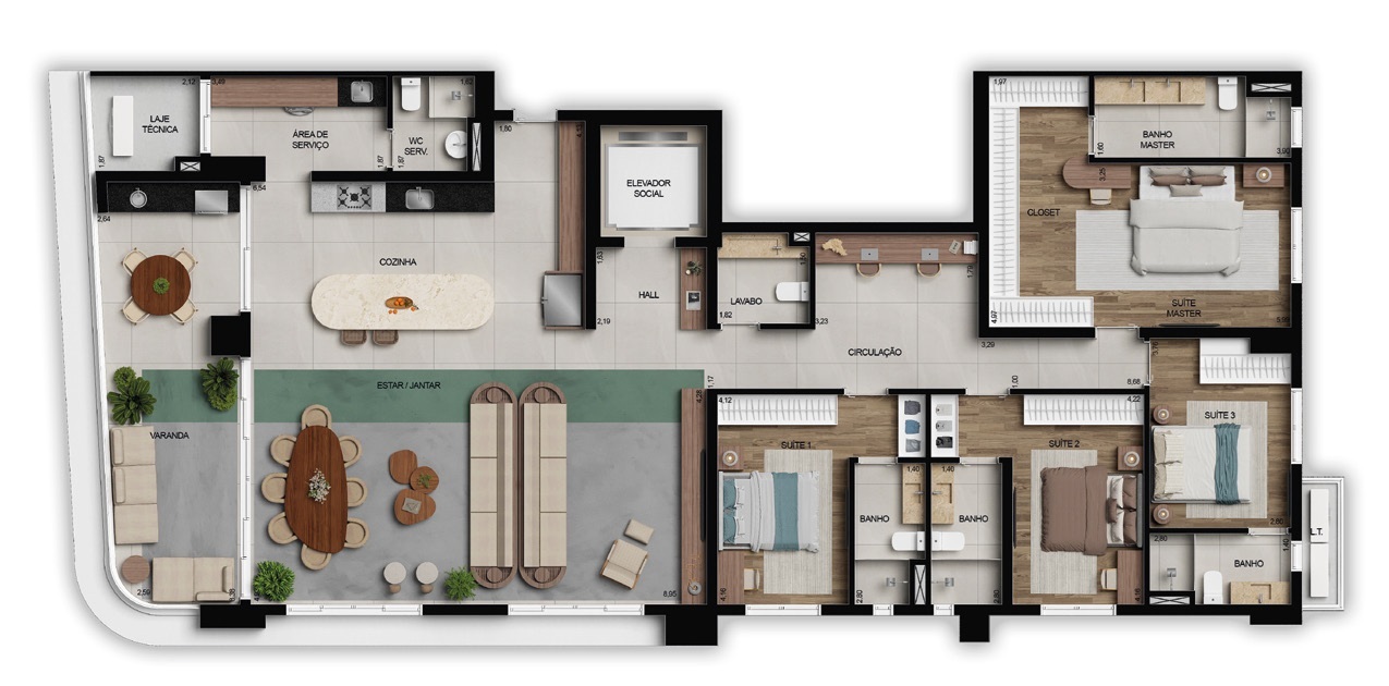 Planta 01 - 4 dorm 234,29m²