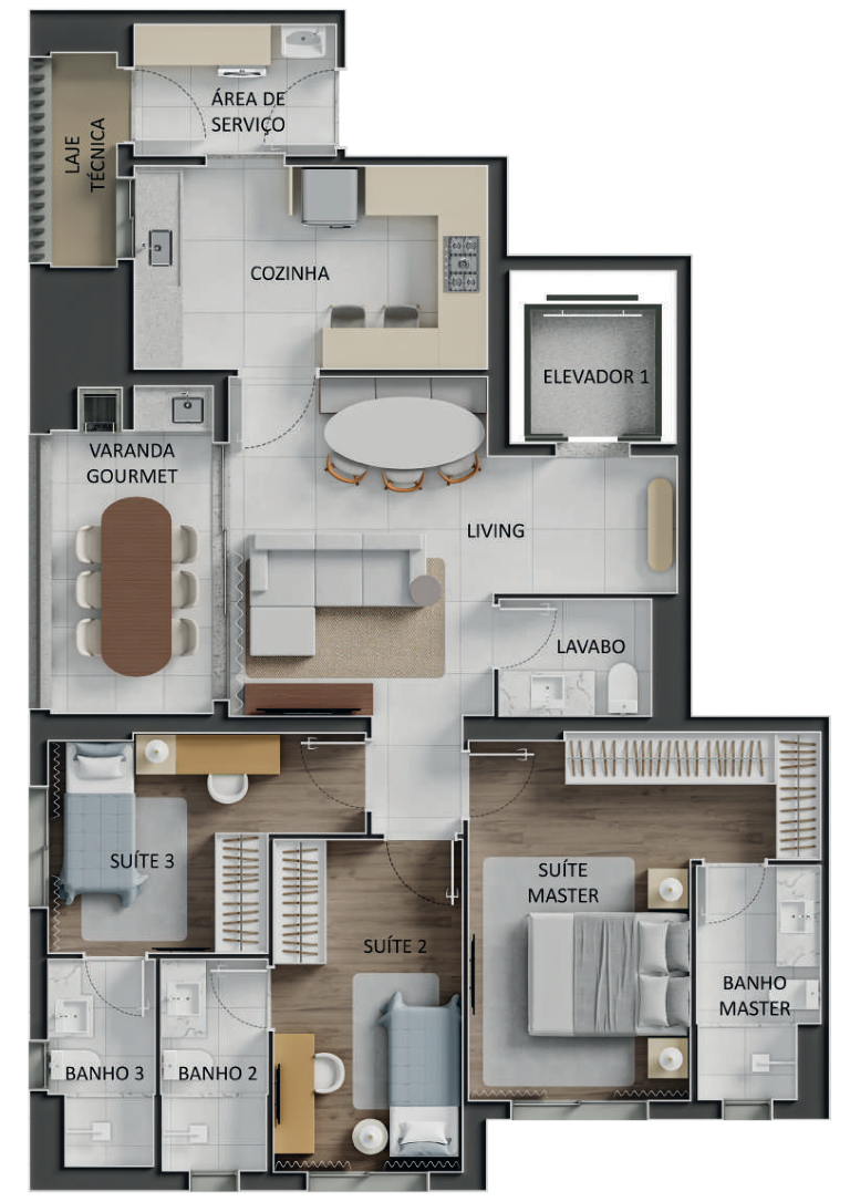 Planta 01 - 3 dorm 112,10m²