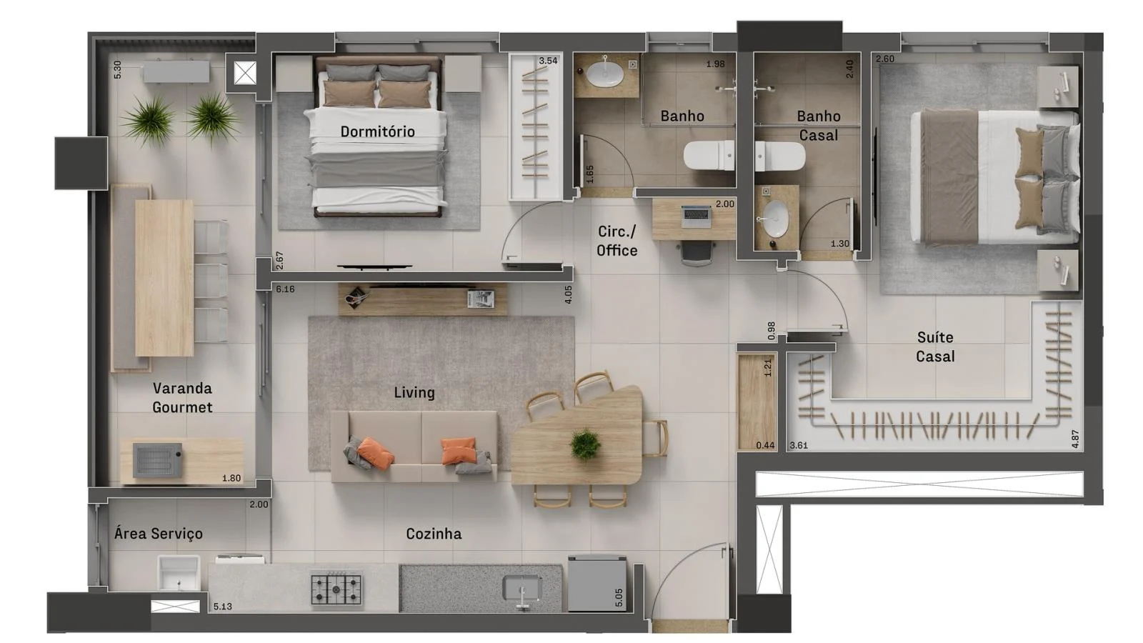 Planta 04 - 2 dorm 80,43m²