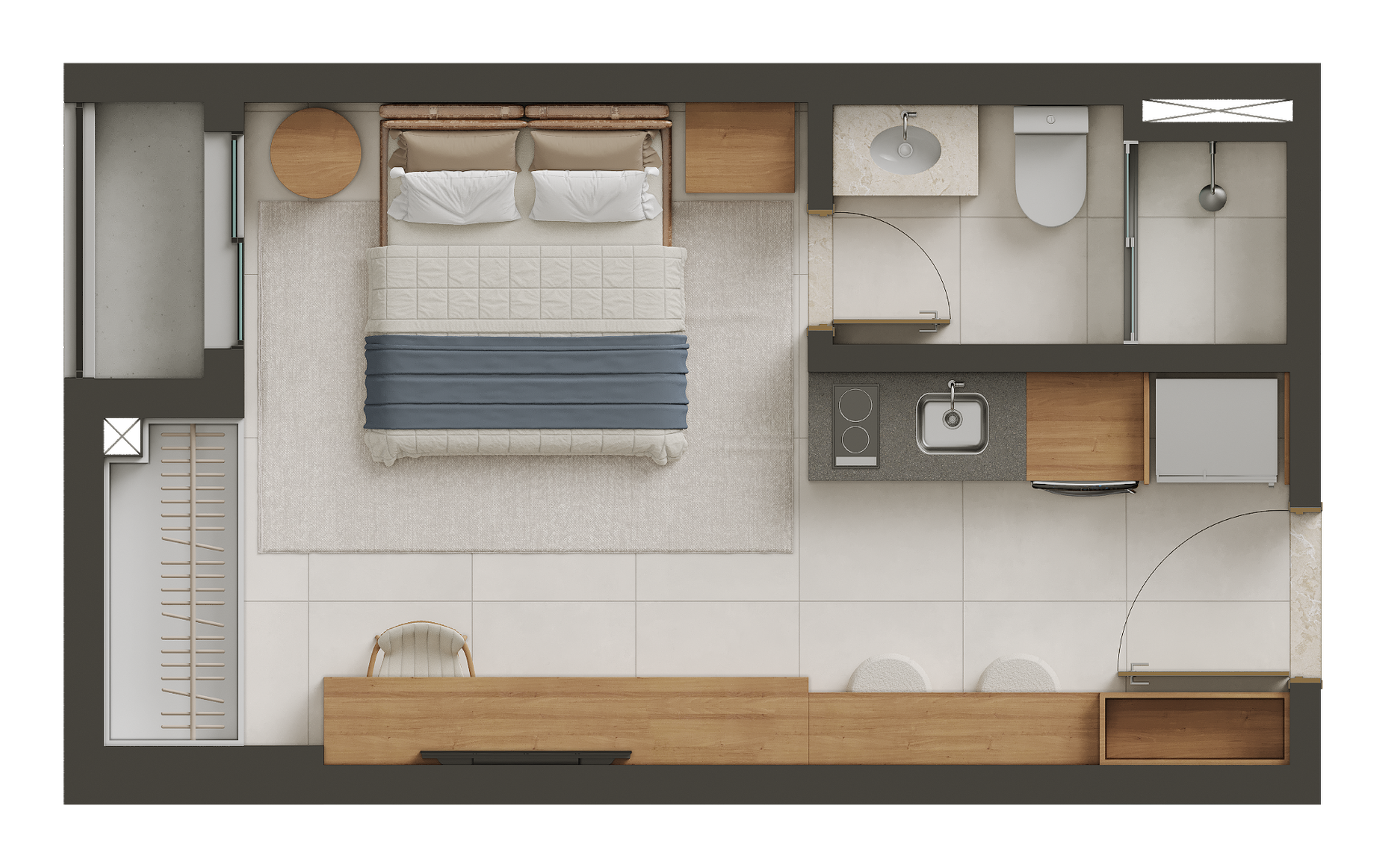 Planta 01 - 1 dorm 26m² - studio