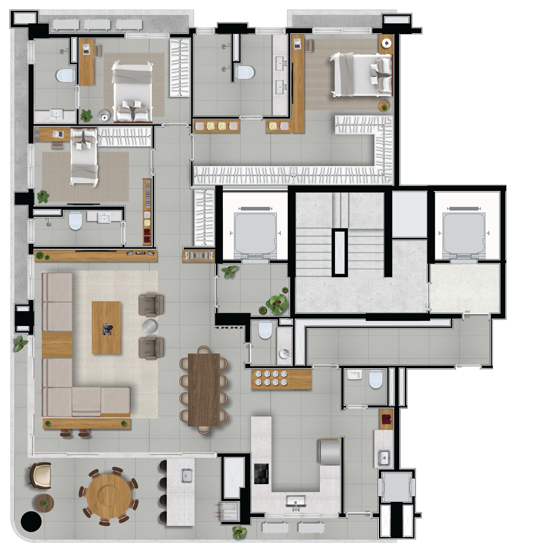 Planta 02 - 3 dorm 209m² - opção
