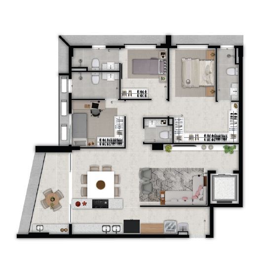 Planta 01 - 3 dorm 121m²