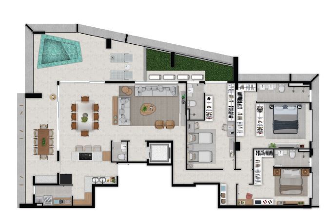 Planta 03 - 3 dorm 256m² - cobertura horizontal