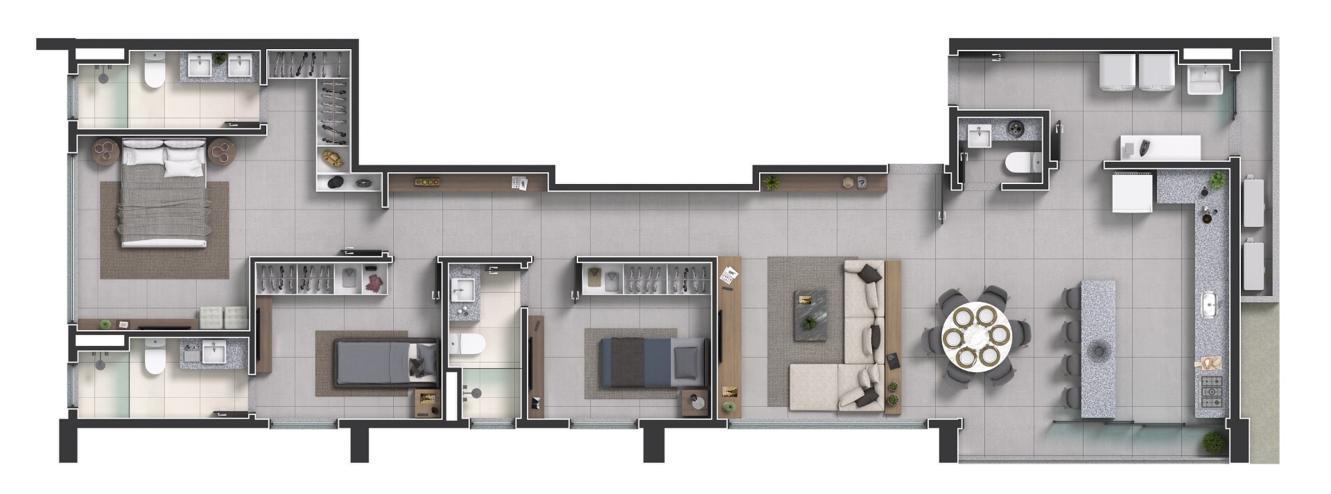 Planta 06 - 3 dorm 121m²