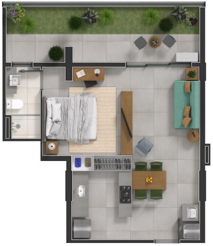 Planta 18 - 1 dorm 64 55m² - garden