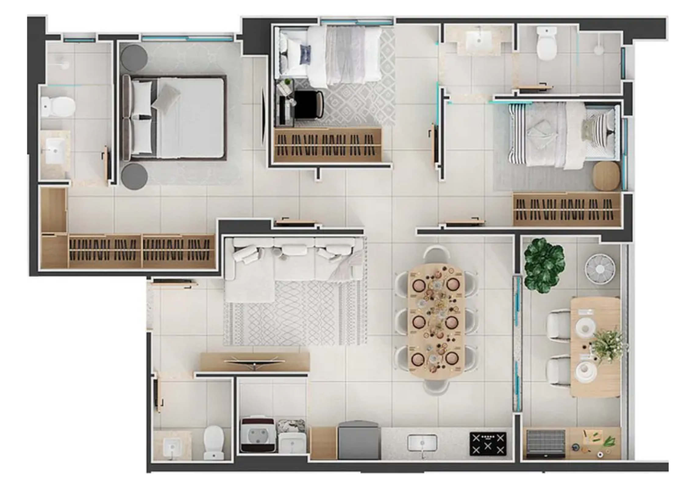 Planta 03 - 3 dorm 83m²