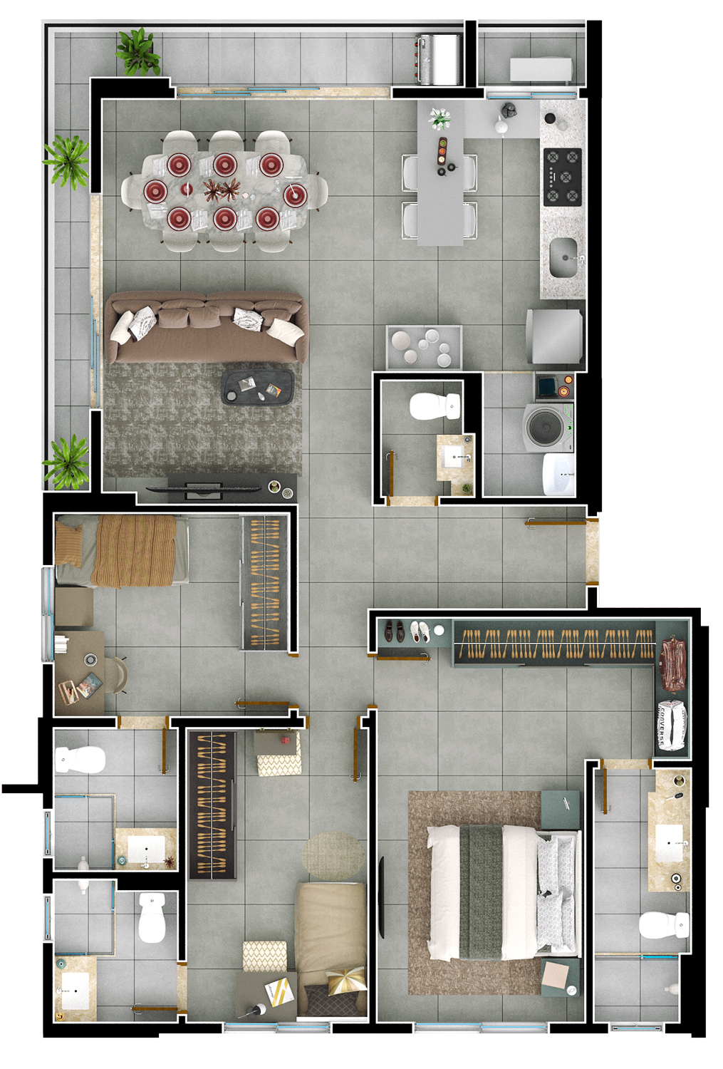 Planta 04 - 3 dorm 103m²