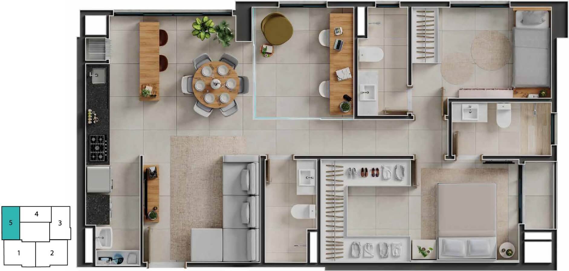 Planta 03 - 2 dorm 80m² - opção