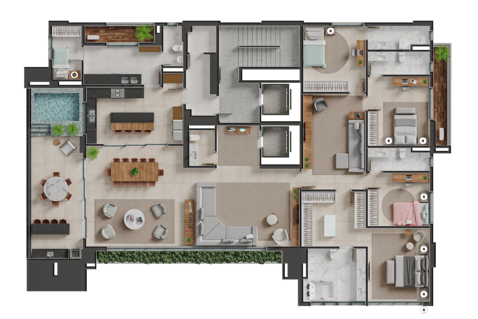 Planta 01 - 4 dorm 350m²