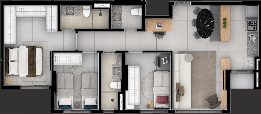 Planta 09 - 3 dorm 77m²