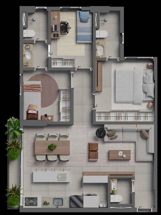 Planta 01 - 3 dorm 91m²