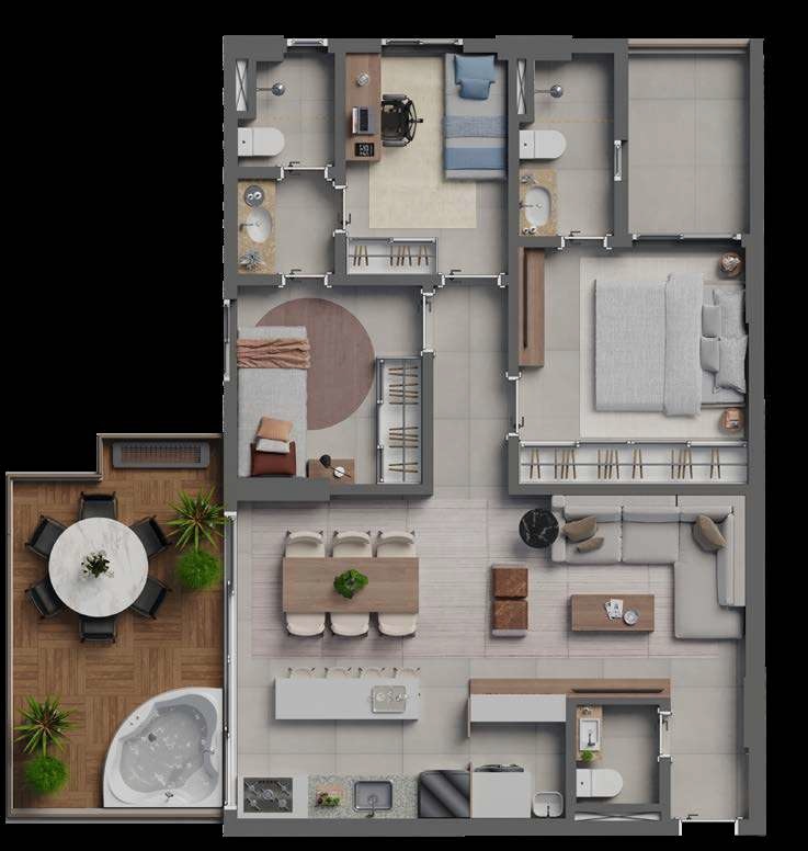 Planta 03 - 3 dorm 107m²