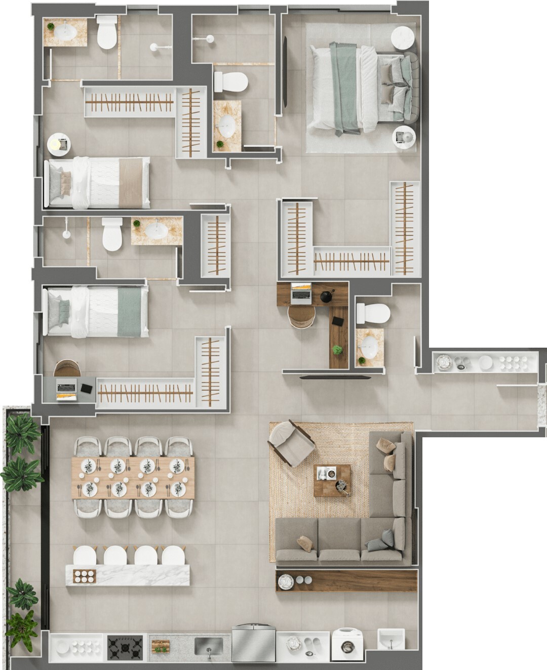 Planta 07 - 3 dorm 106m²