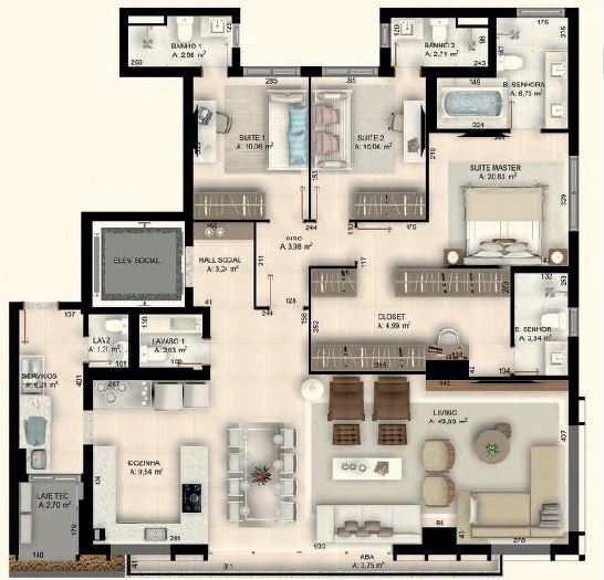Planta 02 - 4 dorm 160 51m²