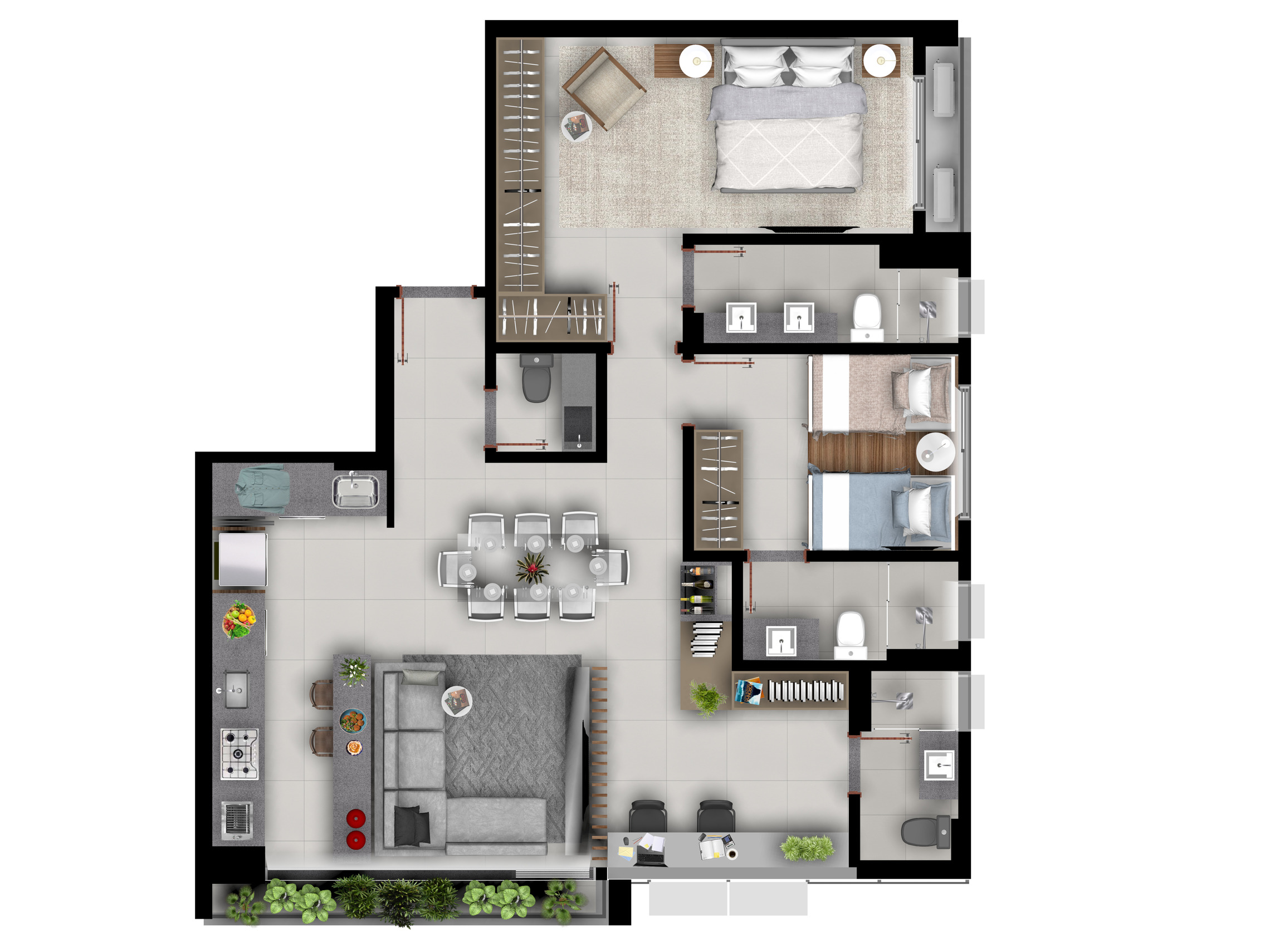 Planta 07 - 3 dorm 100m²