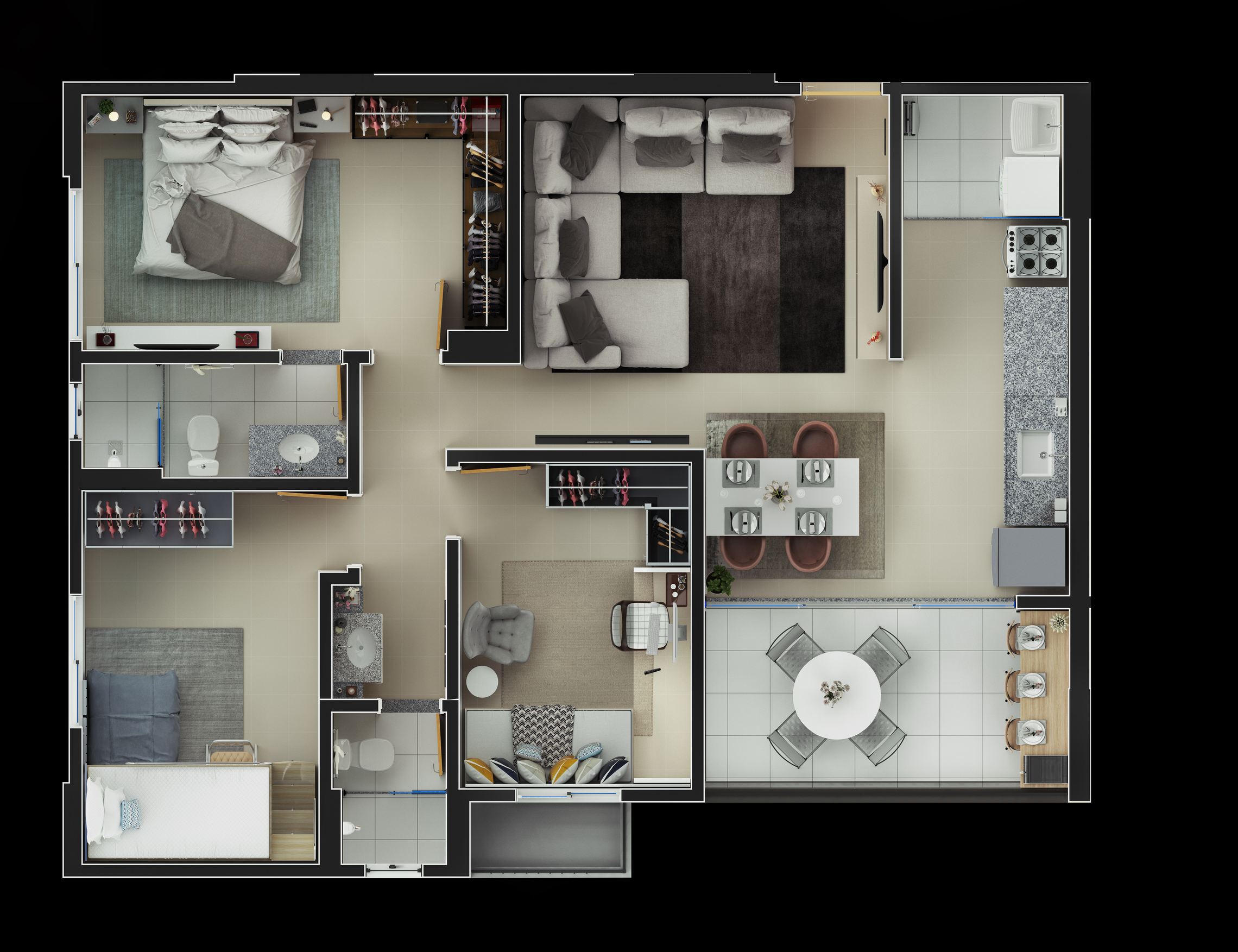 Planta 03 - 3 dorm 86m²
