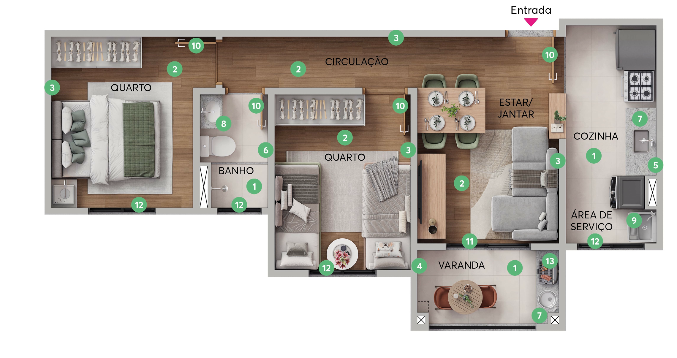 Planta 01 - 2 dorm 41,36m²