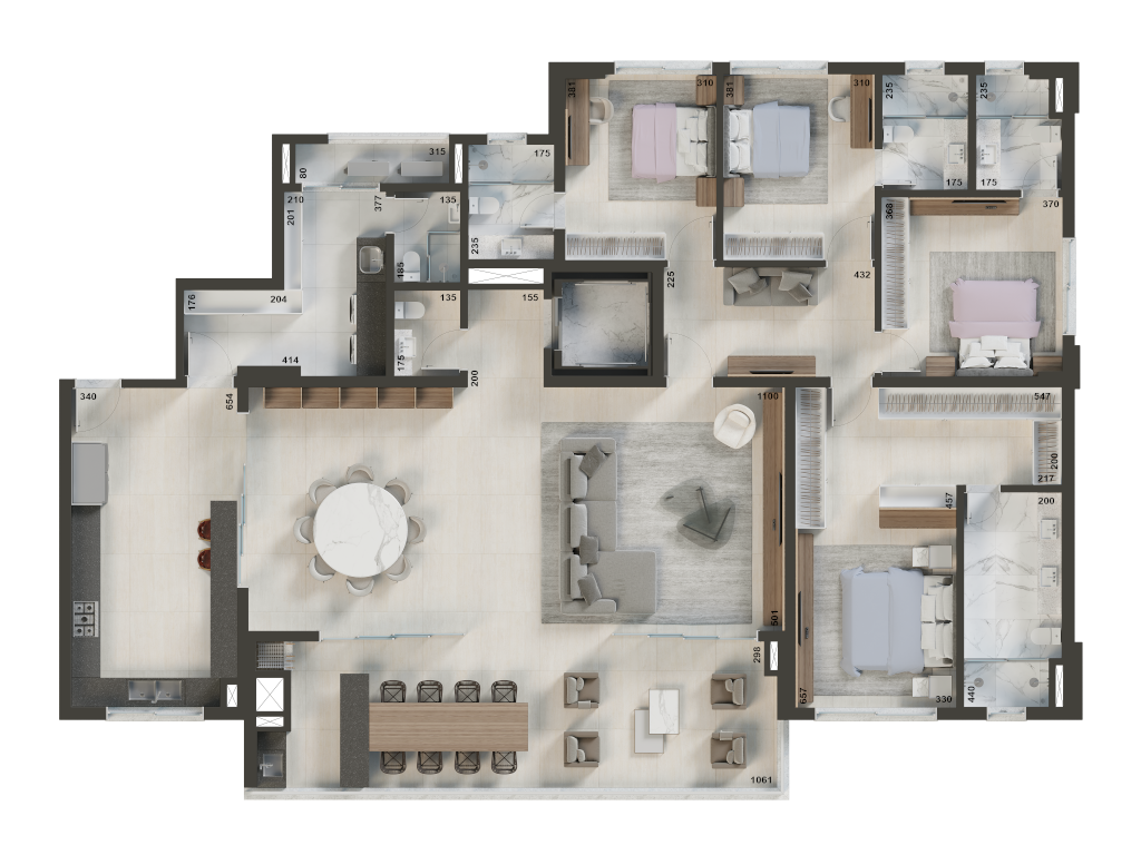 Planta 02 - 4 dorm 262,87m²