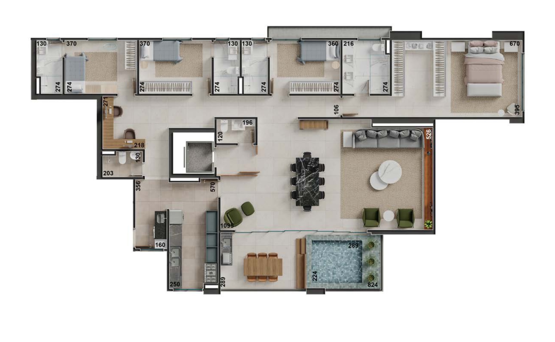Planta 07 - 4 dorm 236 80m²