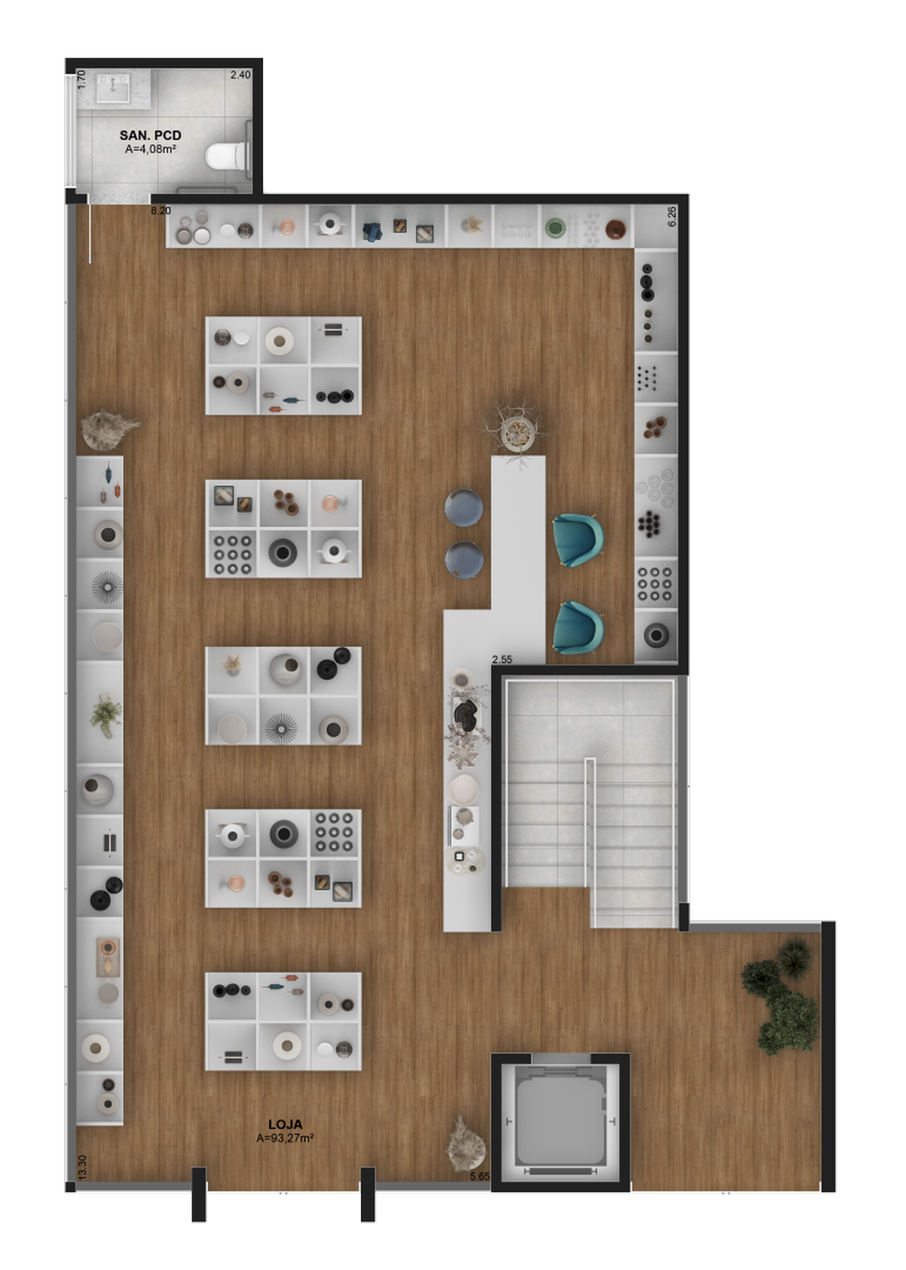 Planta 01 - 98,97m² - loja